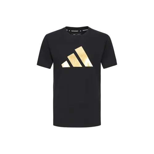 Adidas Хлопок T-Shirt Унисекс Черный Золото
