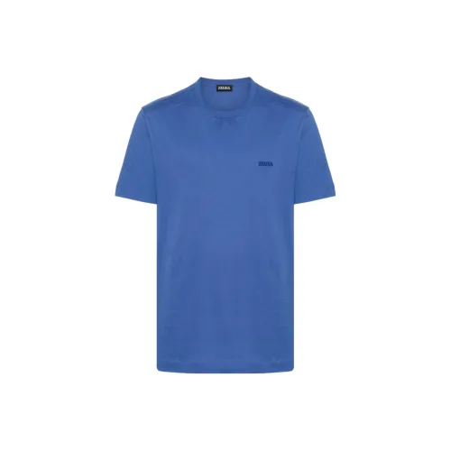 Ermenegildo Zegna Темно-синие мужские футболки T