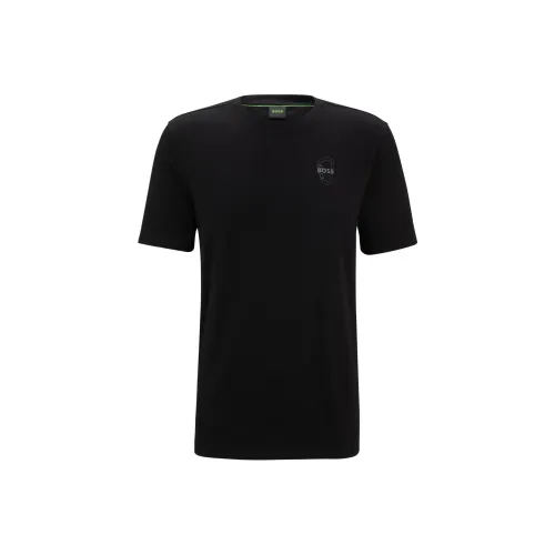 Hugo Boss Хлопок Джерси Регулярный крой Рубашка с Carabiner Artwork Рубашка Мужская Черная