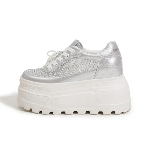 Milan Love Song Дышащий Легкий Увеличение Высоты Низкий Топ Повседневный Женские Серебристый