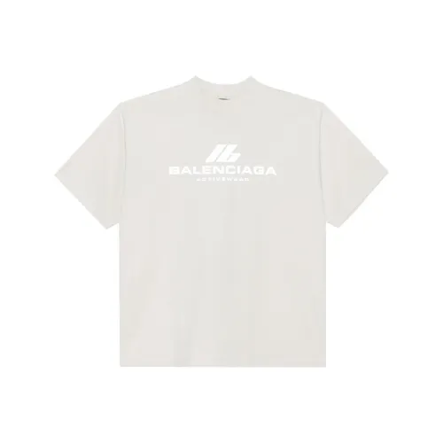 Balenciaga Спортивная одежда Logo Letter Принт Круглый вырез Короткий рукав Т-рубашка Свободный крой Унисекс Белый