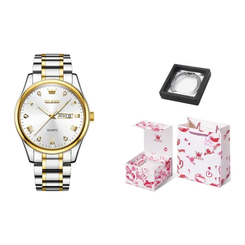 OLEVS Кварцевый механизм ремешок из нержавеющей стали мужские часы белый циферблат