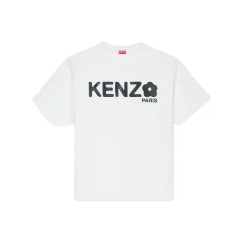 KENZO Logo Letter Принт Круглый вырез Свободный крой Короткий рукав Т-рубашка Т-рубашка Мужская Белая