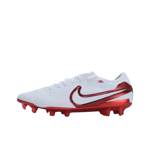 Nike Tiempo Legend 10 FG Твердый грунт Противоскользящие Устойчивые к истиранию Футбольные бутсы Унисекс Белый Красный