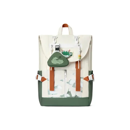 MR.ACE HOMME Ткань Старшая школа Рюкзак Путешествие Большой объем Ноутбук Сумка Коммутирование Унисекс Благоприятные облака Зеленый