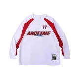 Длинный рукав Yang Веер Гоночный костюм Белый Красный