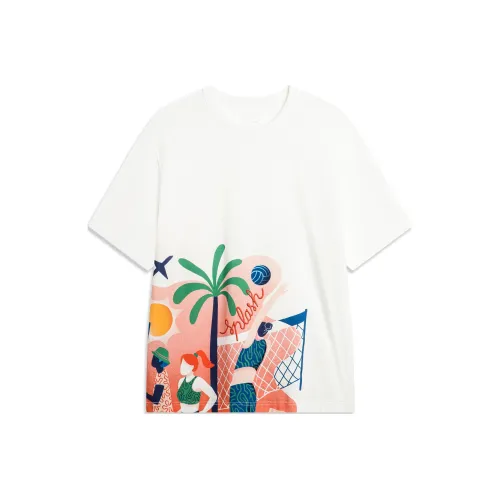 LINING Sports Life Collection Айвори Передний и Задний Большой Image Мужская Футболка