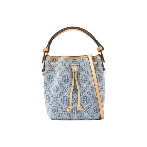 TORY BURCH T Monogram Ткань Ведрообразная Сумка Сумка через плечо Сумка мини Женская Пудрово-синий