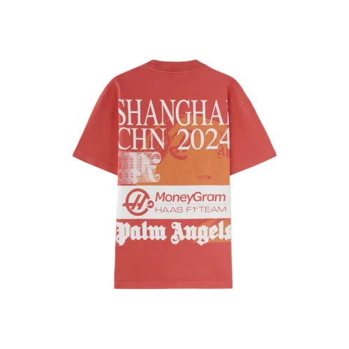 PALM ANGELS MoneyGram Haas F1 Team Co Бренд Серия Красная Мужская T-Рубашка