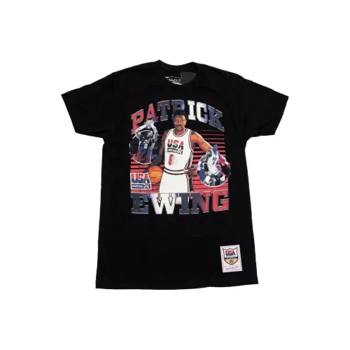 NBA x MITCHELL NESS FW24 Легенда США Патрик Эвинг T Рубашка Мужская Черная