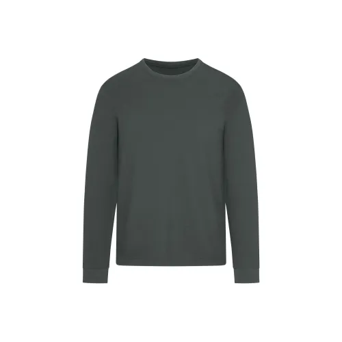 SKIMS FW24 Хлопок Мужская Классическая Длинная Рукав Рубашка Рубашка Мужская Глубокое море Цвет