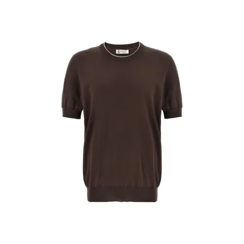BRUNELLO CUCINELLI Коричневый Мужской T-рубашки