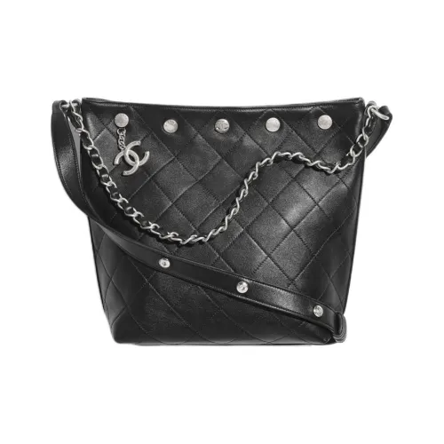 CHANEL Lambskin Bucket Bag Shoulder Bag Large Women's Black