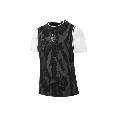 QIAODAN T-рубашка мужская черный асфальтовый серый с принтом Jordan белый