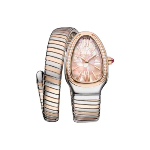 BVLGARI Serpenti Tubogas Часы Кварцевый механизм Нержавеющая сталь 18К Розовое золото Ремешок 35 мм