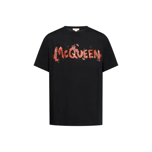 Alexander McQueen Letter Logo с принтом круглый вырез короткое рукав рубашка мужская черная