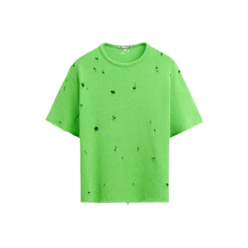 ZARA Зеленая яблочная мужская футболка с коротким рукавом