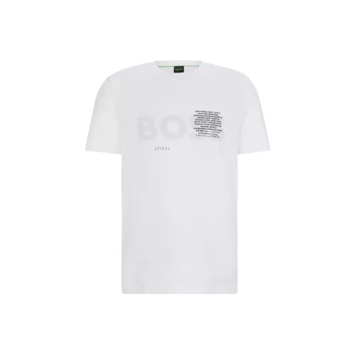 Hugo Boss Регулярный крой T-рубашка с фирменным Artwork T-рубашка Мужская Белая