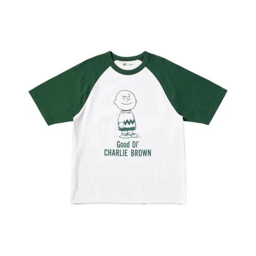 UNIQLO X PEANUTS Коллаборация SS25 T Рубашка Мужская Темно-оливковая