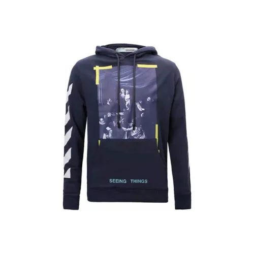 Off Белый Толстовка Мужской Темно-синий Синий