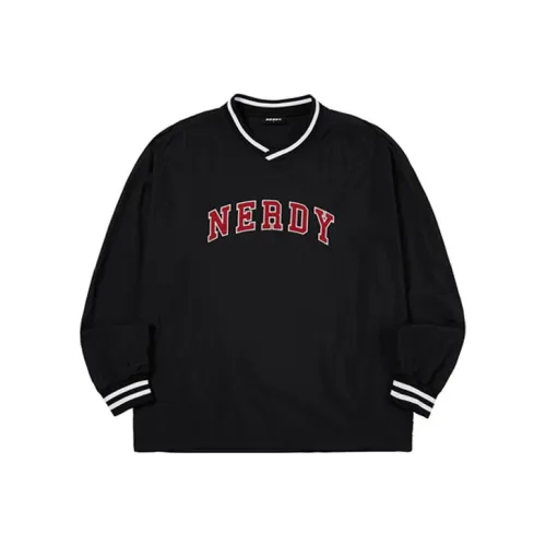 NERDY V-Neck Standard Hoodie Unisex Black