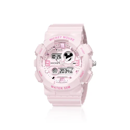 Disney Mickey Series Электронный механизм Смола Ремешок Часы Женские Розовый циферблат часов