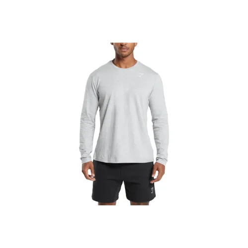 GYMSHARK Crest Длинный рукав Т-рубашка Т-рубашка Мужская Светло-серый Marlstone