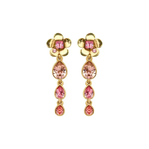Оскар де ла Рента Кристалл Латунь Нижняя Заколка Серьги On Женские Розовые