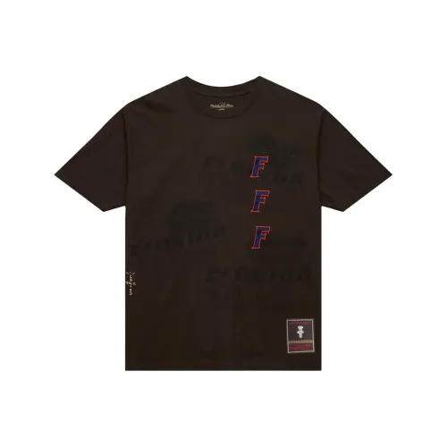 Travis Scott X Mitchell Ness T-Shirt Мужской Коричневый