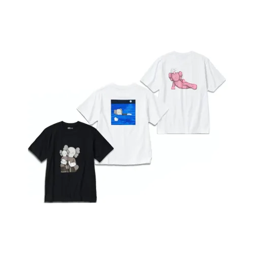 KAWS совместный бренд 3 упаковки Черный+Розовый+Белый Мужские T-рубашки