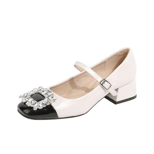 POOQ Грубый каблук Туфли Мэри Джейн 4CM Женские