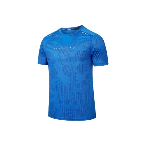 QIAODAN Бег Т-Рубашка Мужская Цифровая Синий С принтом Цифровая Синий