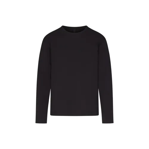 SKIMS Джерси Lounge MENS Relaxed Long Sleeve T Рубашка T Рубашка Мужской OBSIDIAN Обсидиан