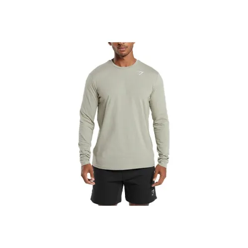 GYMSHARK Crest Длинный рукав Т-рубашка Т-рубашка Мужская Lime Gray