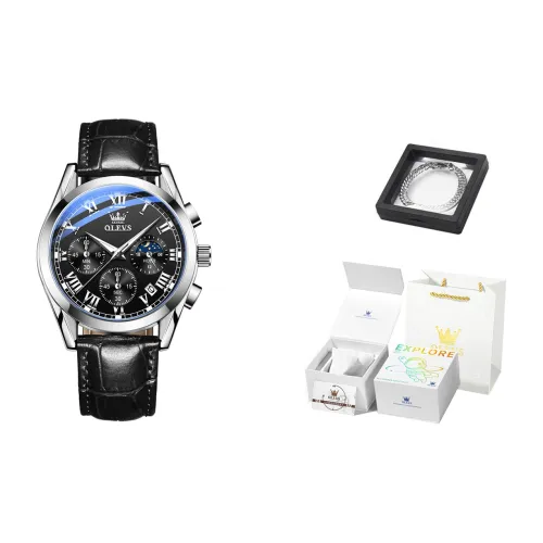 OLEVS Wisdom Series Кварцевый механизм ПУ (полиуретан) Ремешок Часы Мужские Черный циферблат