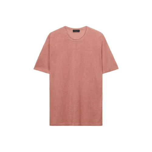 BOGLIOLI Однотонный Круглый вырез Пуловер Короткий рукав Т-Рубашка Мужская Розовая