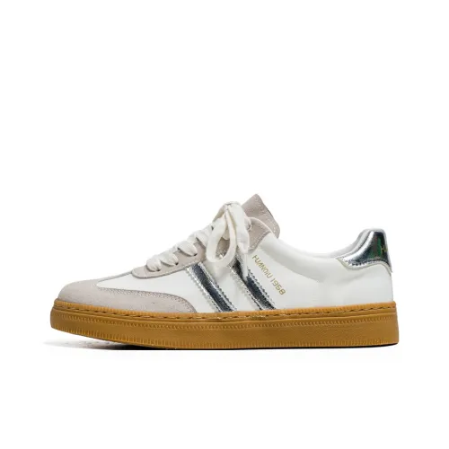 HUANQIU Slip-resistant и дышащие низкие топовые скейтбордические кроссовки мужские белые серебристые