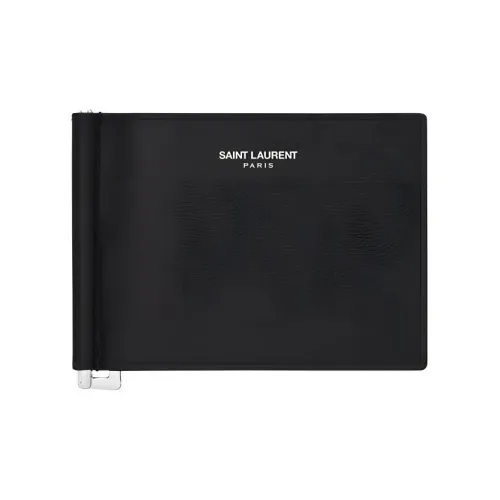 SAINT LAURENT Рельефная тисненая кожа коровья кожа кошелек мужской черный