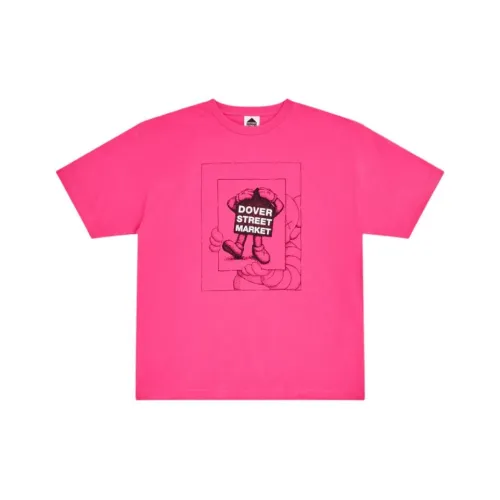 KAWS DOVER STREET MARKET Co Бренд Темно-красный Унисекс Футболка