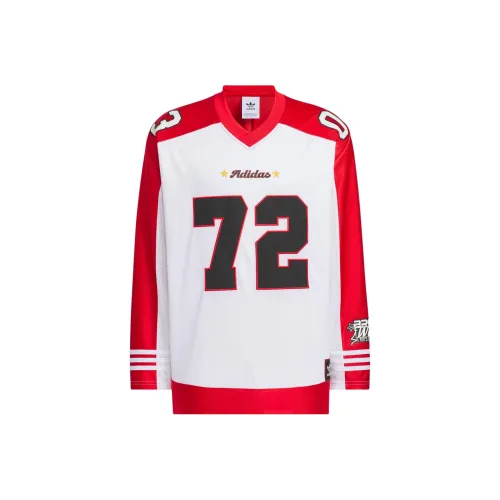 Adidas Originals Ретро B Шар BBRTR LS Джерси T Рубашка Унисекс Белый Светло-алый