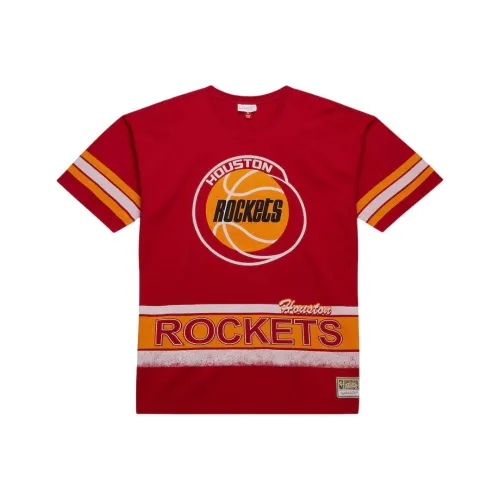 MITCHELL NESS X NBA Houston Rockets Мода OVERSIZED Винтажная футболка Мужская Красная