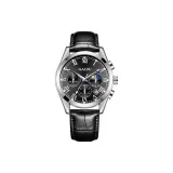 Серебристо-черный кожаный ремешок