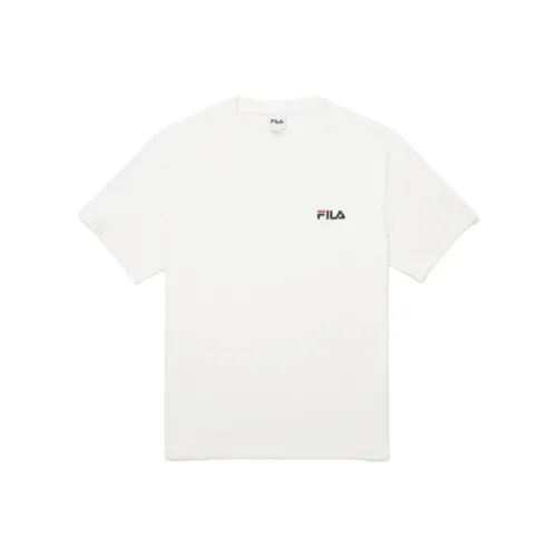 FILA Linear T Рубашка Корейский стиль Унисекс Белый