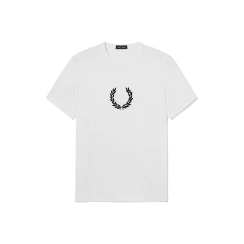 FRED PERRY Белый Черный Логотип Мужская Футболка