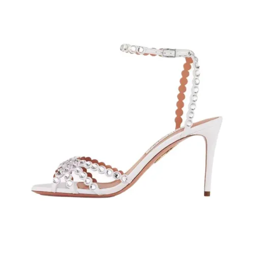 AQUAZZURA Tequila one Ремень Сандалии 8,5 см Женские Серебряные