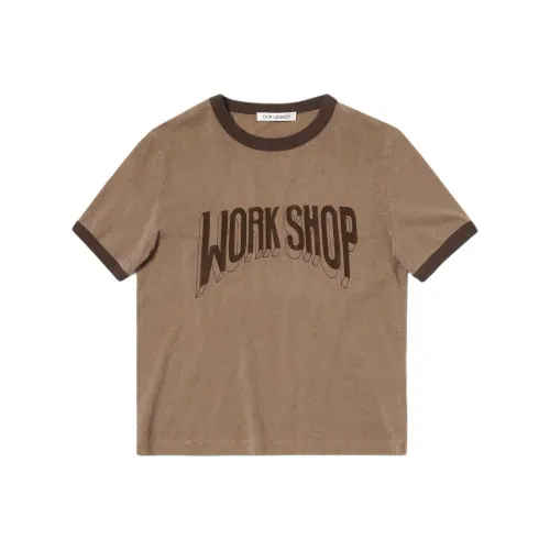 OUR LEGACY Коричневый Мужской T-Рубашки
