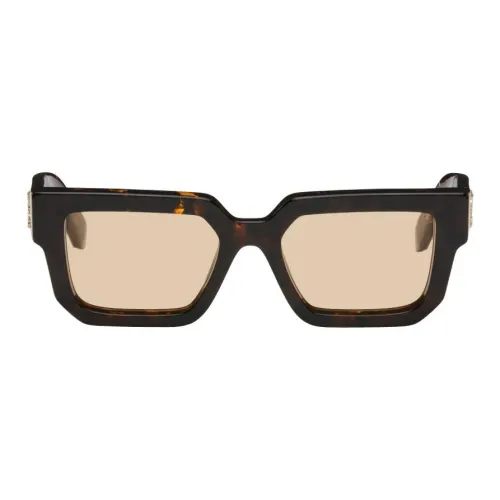 OFF Белый Прямоугольный Солнцезащитные очки Унисекс Коричневый