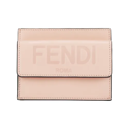 FENDI Телячья кожа Держатель для карт кошелек Женские Светло-розовый Красный