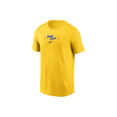 nike x MLB T-Shirt Milwaukee Brewers Мужской Желтый