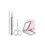 Набор "Красота" 4 шт. [Иглы для удаления прыщей + Прибор для удаления прыщей + Триммер для волос на носу + Магнификационное стекло]